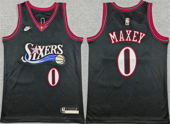 Youth Black Philadelphia 76ers #0 Tyrese Maxey 2025-26 Classic Edition Stitched Jersey
